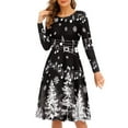 thumbnail image 1 of FKELYI Music Christmas Women Dress Size 2XL Comfortable Snowflake Forest Round Neck Swing Dress Loose Xmas Vacation Women Dresses Casual Midi, 1 of 4