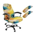 thumbnail image 1 of FKELYI Office Chair Cover with 2 Piece Armrest Covers Yellow Marble Texture Print Breathable High Back Computer Chair Slipcover for Home Office Decor, Large, 1 of 6