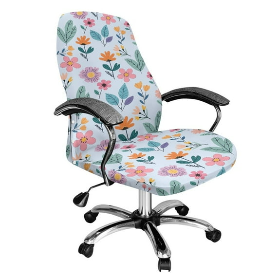 FKELYI Office Chair Cover Colorful Flower Print Computer Chair Slipcover Stretch Fabric Armchair Covers for Swivel Boss Chair Anti-Dust Furniture Decoration, Small