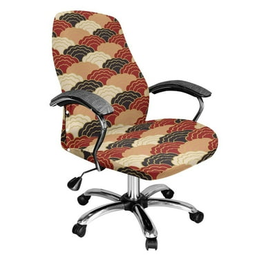 FKELYI Office Chair Cover Removable Computer Chair Slipcover Retro Cloud Print Anti-Dust Swivel Chair Protector Covers for Boss Chair Armchair, Small