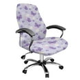 thumbnail image 1 of FKELYI Office Chair Covers Stretch Computer Chair Slipcovers for Armchair Gaming Chair, Purple Butterfly Daisy Floral Print Swivel Chair Protector Home Decor, Large, 1 of 6