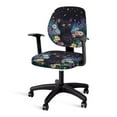 thumbnail image 1 of FKELYI Office Chair Slipcover Colorful Daisy Floral Black Cat Print Swivel Computer Cover Washable Anti-Dust Armchair Protector Cover for Backrest & Cushion Seat Decoration, 1 of 7