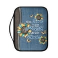 thumbnail image 1 of FKELYI PU Leather Bible Cover with Zipper Pocket Sunflower Denim Texture Print Church Bible Bag with Handle Christian Bag Scripture Protector for Prayer Outdoor Study, 1 of 6