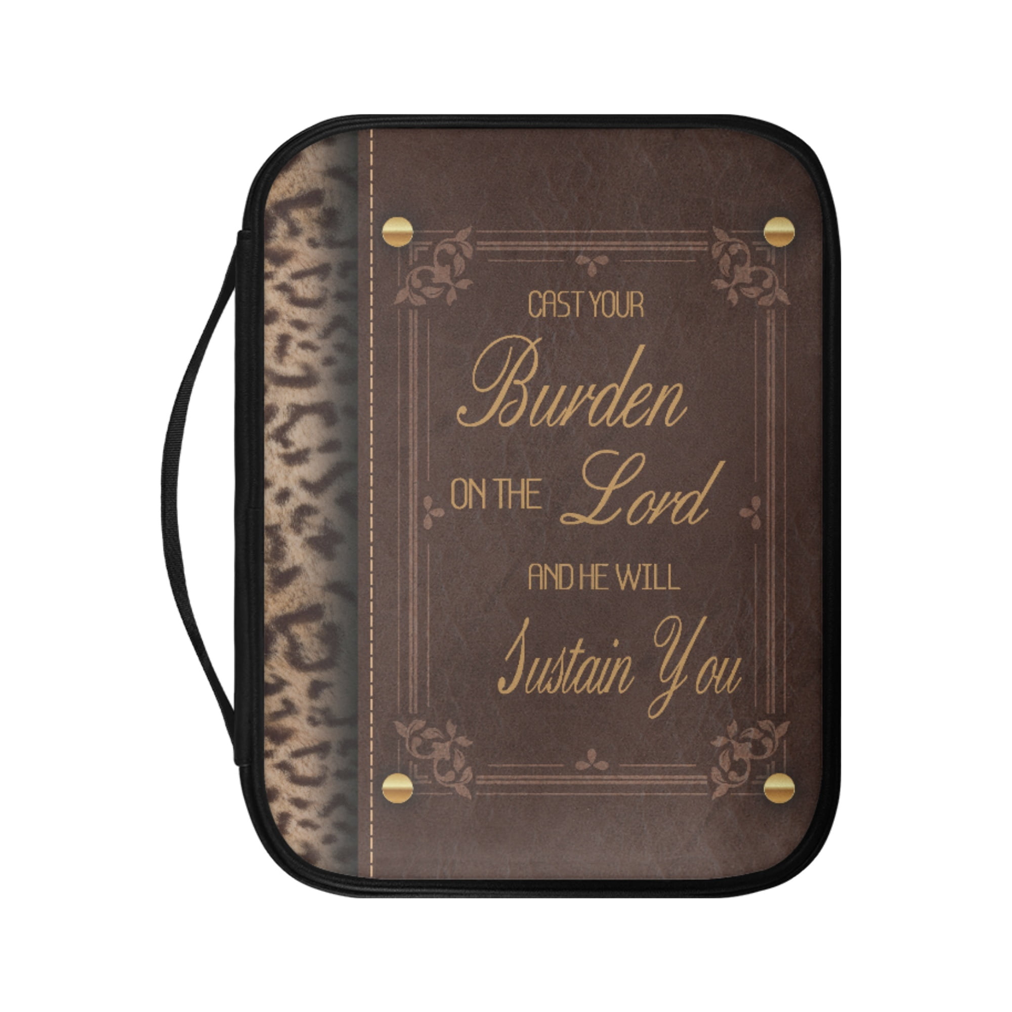 FKELYI PU Leather Bible Covers Brown Leopard Bible Verse Print Book ...