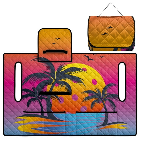 FKELYI Palm Tree Ball Print Golf Cart Accessories Portable Golf Cart Seat Cover Cushion Protector Foldable Carts Cushion Towel Blanket for EZGO Yamaha Carts