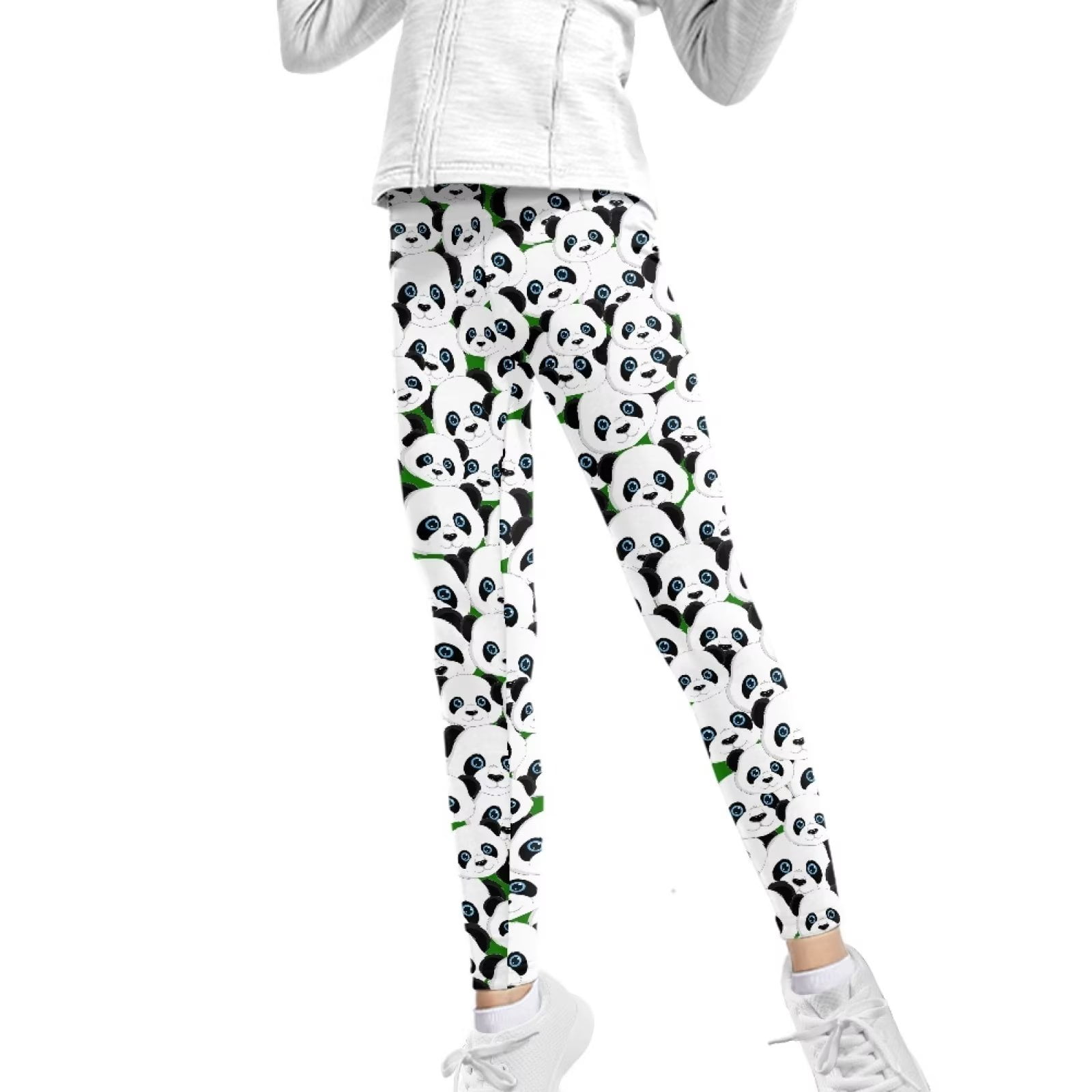 FKELYI Panda Print Kawaii Girls Leggings Size 1011 Years Comfortable