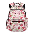 thumbnail image 1 of FKELYI Pink Axolotl Cherry Blossom Print Kids Backpack with Multi-Pockets 17 Inch Schoolbag Casual Daypack Travel Rucksack Knapsack for Girls School Bookbag, 1 of 7