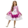 thumbnail image 1 of FKELYI Pink Cat Star Print Girls Ruffle Sleeve Dress A Line Twirly Dress for Kids Midi Soft Fall Dresses Patchwork Playwear Sundress, 9-10 Y, 1 of 6