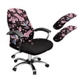 thumbnail image 1 of FKELYI Pink Cherry Floral Hummingbird Print 3 Pcs Set Office Chair Cover with Armrest Covers Anti-Dust Swivel Boss Chair Slipcover Gaming Armchair Protector, Large, 1 of 6