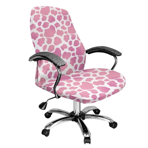 FKELYI Pink Cow Print Anti-Dust Office Chair Cover Washable Computer Chair Slipcover for Armchair Swivel Boss Chair Protector for Home Office Decoration, Small