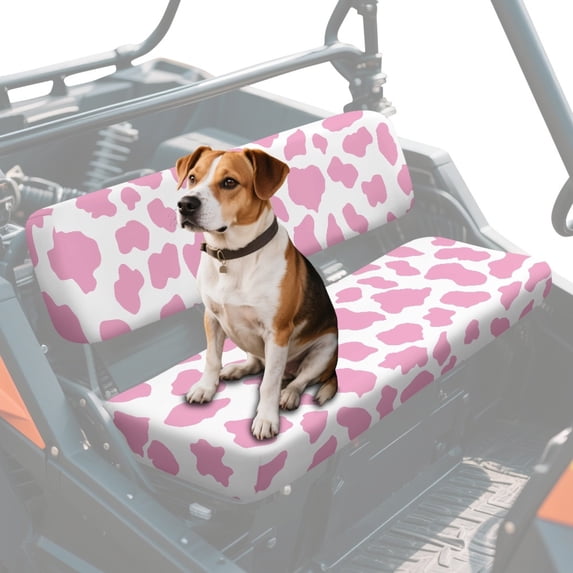 FKELYI Pink Cow Print UTV Seat Covers Compatible with Polaris Ranger XP 1000 Dustproof ATV Bench Cover Soft Backrest Protector Washable UTV Interior Decor