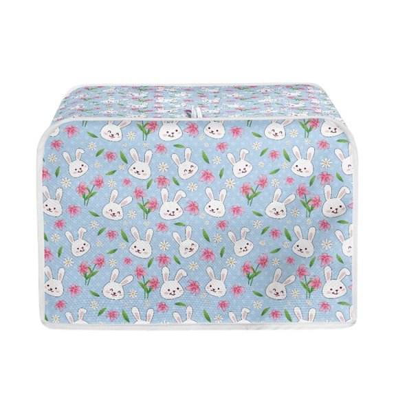 FKELYI Pink Floral Toaster Cover Wear-Resistant 2 Slice Toaster Covers for Kitchen Easter Rabbit Oil-Proof Toaster Covers for Kitchen Wide Slot