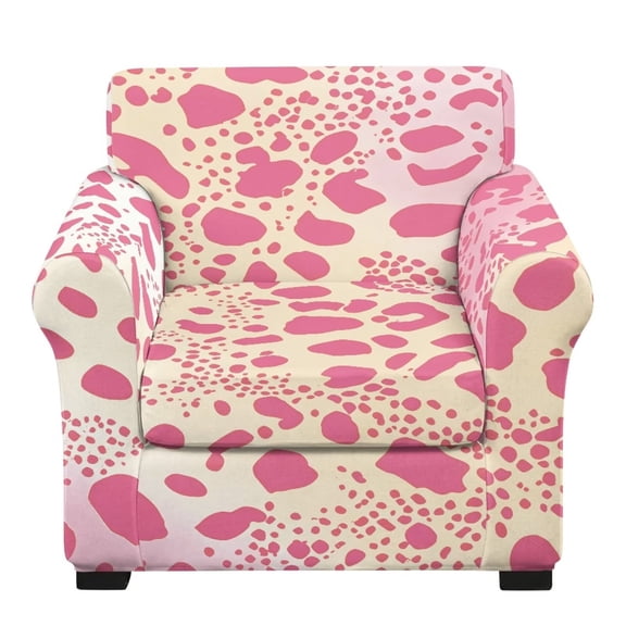 FKELYI Pink Leopard Print 2 Pcs Couch Sofa Cover Stretchy Armchair Slipcover with Individual Cushion Cover Non-Slip Dustproof Furniture Protector Living Room Decor