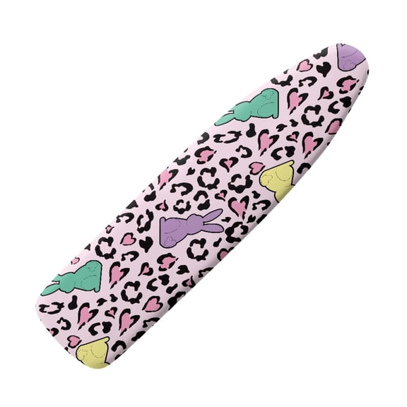 FKELYI Pink Leopard Rabbit Print Ironing Board Cover with Elastic Edge Heat Resistant Iron Padding Cover Home Accessories Iron Product for Home Clothing Shop, XL