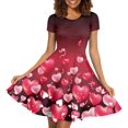 thumbnail image 1 of FKELYI Pink Short Sleeve Dresses Leisure Valentine's Day Midi Sundress for Women Durable Heart Balloon Ladies Summer Dress for Dating Size S, 1 of 5