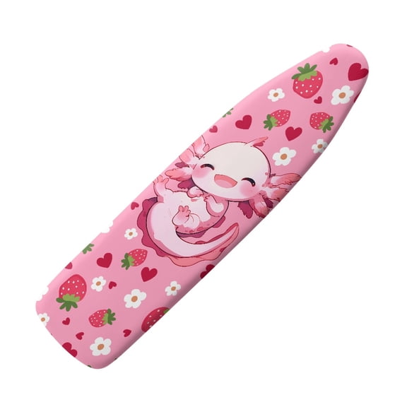 FKELYI Pink Strawberry Axolotl Floral Print Ironing Board Cover with Hook and Loop Fastener Straps Iron Padding Covers Heat Resistant Home Accessories for Clothing Shop, XL
