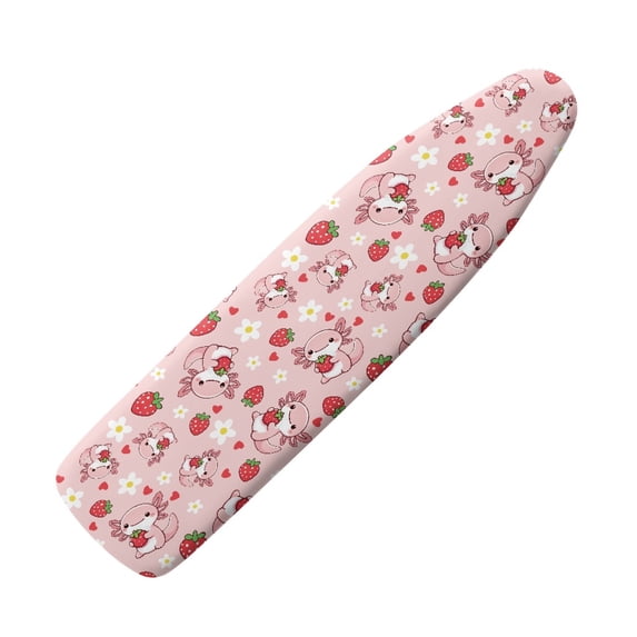 FKELYI Polyester Ironing Board Cover with Elastic Edge Heat Resistant Iron Padding Cover Floral Strawberry Axolotl Print Home Accessories Iron Product for Home Clothing Shop, S