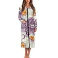 thumbnail image 1 of FKELYI Polynesian Hibiscus Flower Print Zipper Front Robes for Women Nightgowns Comfy Nightwear Dress with 2 Pockets Long Sleeve Bathrobes Fall Winter Zippered Housecoat, 3XL, 1 of 6