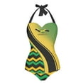 thumbnail image 1 of FKELYI Polynesian Jamaica Flag Print Halter Swimwear for Women One Piece Swimsuit with Soft Pad Tummy Control Bathing Suit Monokini for Ladies Beach Party Swimming, XL, 1 of 6