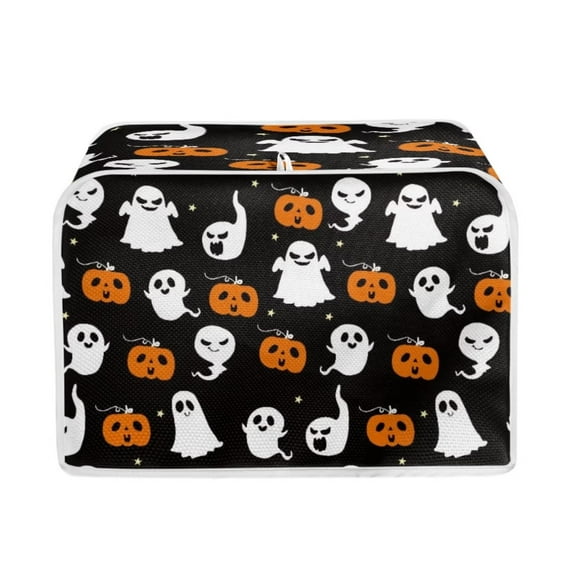 FKELYI Pumpkin Ghost Toaster Covers Washable Halloween Bread Toaster Oven Dustproof Cover Easy to Clean 2-Slice Bread Machine Cover Wide Slot