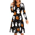 thumbnail image 1 of FKELYI Pumpkin Women Dresses Size 4XL Comfortable Halloween Ghost Women's Wear to Work Dresses Leisure Swing Skater Midi Dress for Party Hoilday, 1 of 4