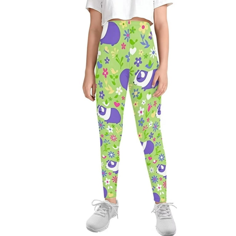 FKELYI Floral Butterfly Kids Leggings Size 8-9 Years Stretchy