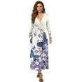 thumbnail image 1 of FKELYI Purple Floral Blue Butterfly Print Fall Maxi Dress for Women Long Sleeve A-Line Flowy Dresses with Side Pockets V Neck Casual Dress for Spring Winter, L, 1 of 6
