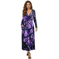 thumbnail image 1 of FKELYI Purple Forest Print Womens Long Sleeve Fall Dress V Neck Casual Maxi Dress with Pockets Soft A-Line Flowy Tiered Waist Dresses for Ladies, 2XL, 1 of 6