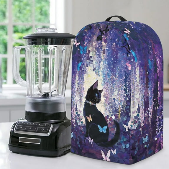 FKELYI Purple Lavender Cat Butterfly Print Blender Dustproof Cover Food Processors Dust Cover Anti Splash Stand Mixer Appliance Protector Covers for Coffee Maker