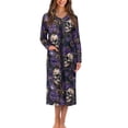 thumbnail image 1 of FKELYI Purple Rose Skull Print Women Zip Up Robe Nightgowns Comfy House Coats Full Length Sleepwear House Dress Long Sleeve Bathrobe with 2 Pockets for Ladies, M, 1 of 6