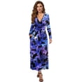 thumbnail image 1 of FKELYI Purple Starry Black Cat Print Womens Fall Dress Long Sleeve Maxi Dress for Wedding Party Casual Outdoor Cloth V Neck Soft Dresses with Pocket, 2XL, 1 of 6
