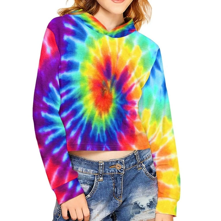 Rainbow crop hot sale top hoodie