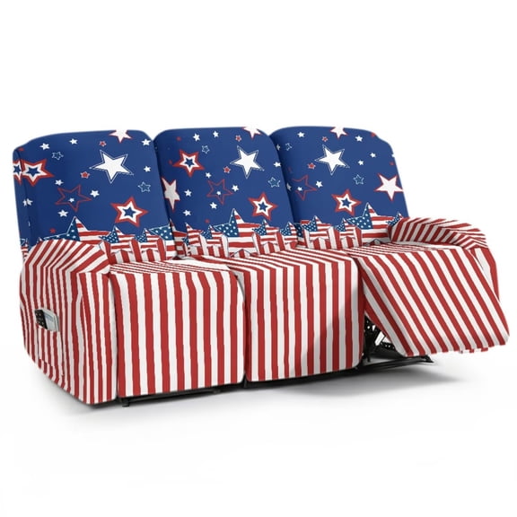FKELYI Recliner Sofa Covers Sectional Couch Cover for 3 Seater Sofa Couch Protective Cover American Flag Star Print Home Decor Breathable Furniture Covers