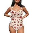 thumbnail image 1 of FKELYI Red Ladybird Love Print One Piece Swimwear for Women V Neck Swimsuit with Soft Pads Tummy Control Bathing Suit Breathable Beachwear for Lady Summer Vacation Swimming, L, 1 of 6
