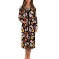 thumbnail image 1 of FKELYI Red Rose Skull Sunflower Print Fall Zipper Front Robes Nightgowns Women's Sleepwear Dress with 2 Pockets Comfy Housecoat Nightwear Dress Long Sleeve Loungewear, 2XL, 1 of 6