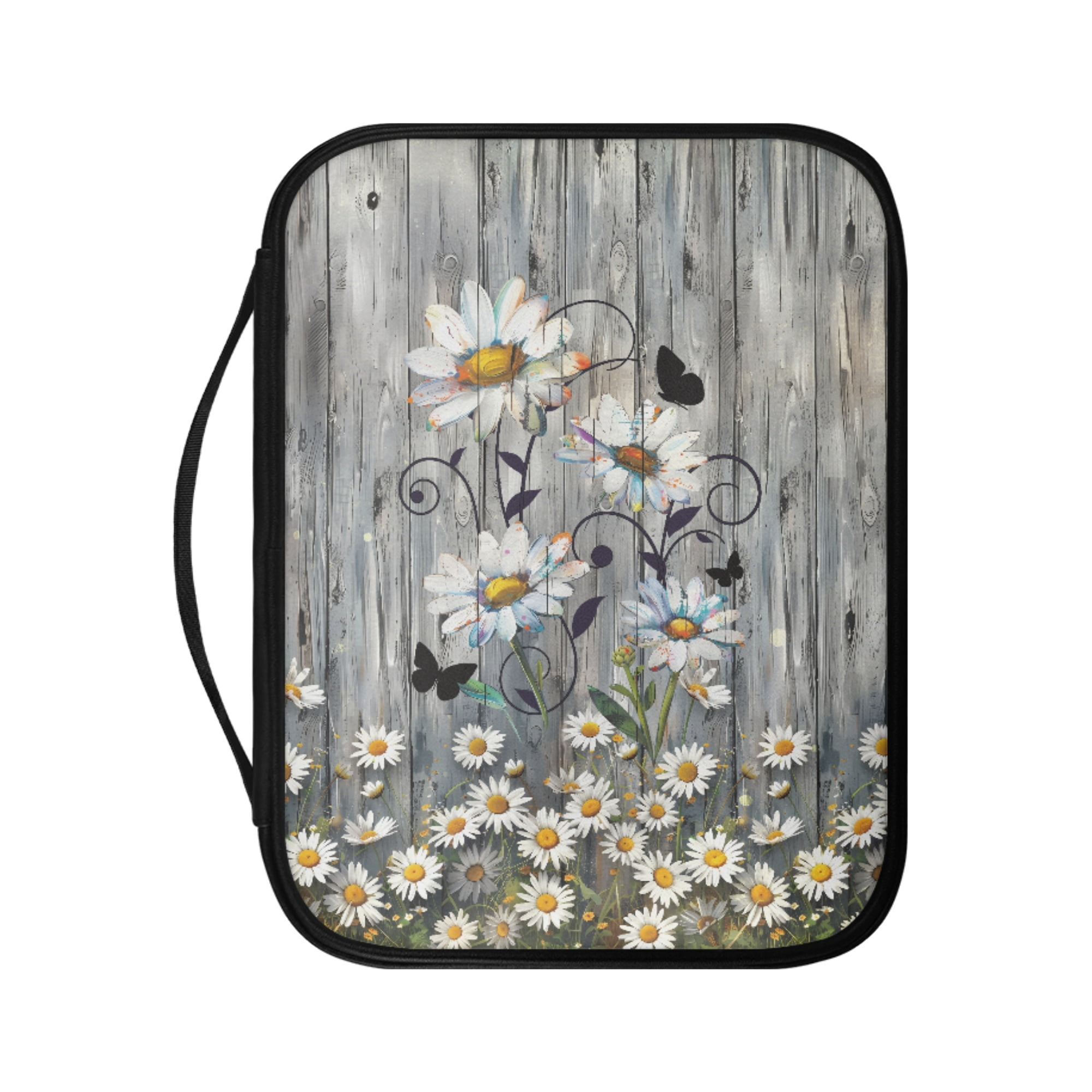 FKELYI Retro Daisy Flower Print Faux Leather Bible Cover Church Bible ...