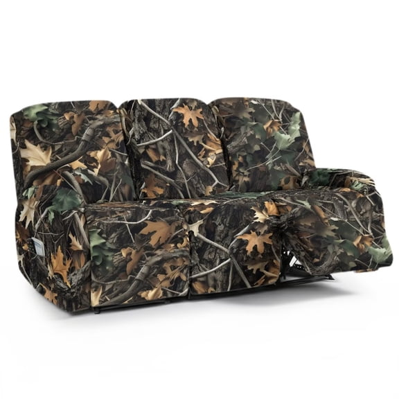 FKELYI Retro Hunting Leaf Print Non-Slip Recliner Couch Cover for 3 Seater Sofa Covers Washable Furniture Protector Slipcovers 8 Pcs Set Home Decor