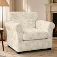 thumbnail image 1 of FKELYI Retro Leaf Print 2 Pcs Stretch Armchair Slipcover with Individual Cushion Cover Non-Slip Furniture Protector for Living Room Couch Sofa Covers, 1 of 7