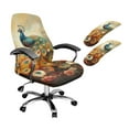 thumbnail image 1 of FKELYI Retro Peacock Print Office Chair Slipcover with 2 Pcs Stretchable Armrest Covers High Back Swivel Boss Chair Protector Cover Anti-Dust Armchair Decor, Small, 1 of 6