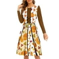 thumbnail image 1 of FKELYI Rustic Fall Pumpkin Women Dresses Size 4XL Elastic Thanksgiving Maple Leaf Autumn Swing Dress Lightweight Women's Wear to Work Dresses Midi, 1 of 4