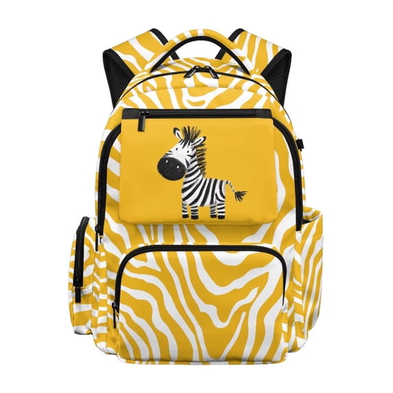 FKELYI Schoolbag for Boys Kids Backpack 17 Inch School Bookbag with Multi-Pockets for Elementary Student Cartoon Zebra Print Casual Daypack Spacious Rucksack Travel Bag