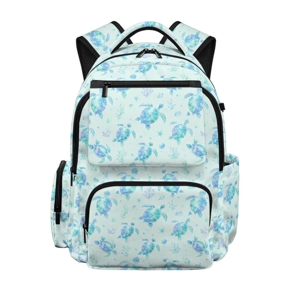 FKELYI Sea Turtle Coral Print Kids Backpack with Multi-Pockets 17 Inch Schoolbag for Elementary Student Boys Bookbag Casual Daypack Travel Rucksack Knapsack for Girls