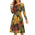 thumbnail image 1 of FKELYI Size 3XL Women Dress Durable Rustic Fall Ladies A Line Dresses Knee Length Stretchy Happy Thanksgiving Crew Neck Swing Party Dress, 1 of 4