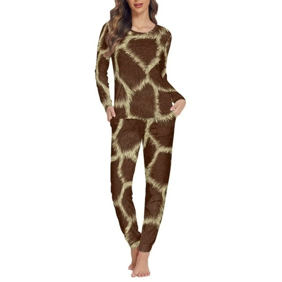 FKELYI Size 4XL Pajama Pants 2 Pieces Leopard Print Party Long Sleeve Sleepwear Pj Set Novelty Comfortable Pajamas for Women Long Set