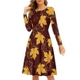 thumbnail image 1 of FKELYI Size 4XL Women Dresses Comfy Thanksgiving Women Long Sleeve Dresses Formal Lightweight Fall Maple Leaves Swing Twirl Skater Dress for Ladies, 1 of 4