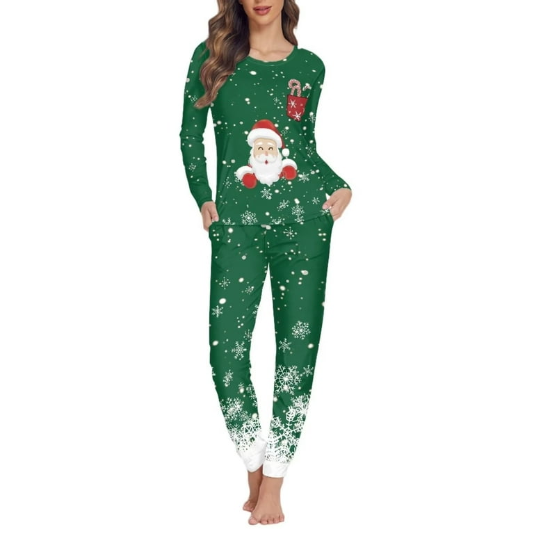 FKELYI Size 6XL Christmas Santa Pajama Pants Comfortable Xmas Candy Cane Sleepwear Pajamas Set of 2 Breathable Women Sleepwear Plus Size