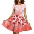 thumbnail image 1 of FKELYI Size M Short Sleeve Dress Breathable Heart Balloon Short Sleeve Dresses for Women Polyester Twirl Swing Dresses for Valentine's Day, 1 of 5