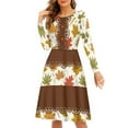 thumbnail image 1 of FKELYI Size M Women Dress Lightweight Women's Wear to Work Dresses Midi Elastic Thanksgiving Maple Leaf Fall Costume Ladies A Line Dresses Knee Length, 1 of 4