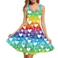 thumbnail image 1 of FKELYI Size XS Sleeveless Dresses Stretchy Love Heart Rainbow Swing Skater Midi Dress Durable Tank Dress for Women Valentine's Day Gift, 1 of 5