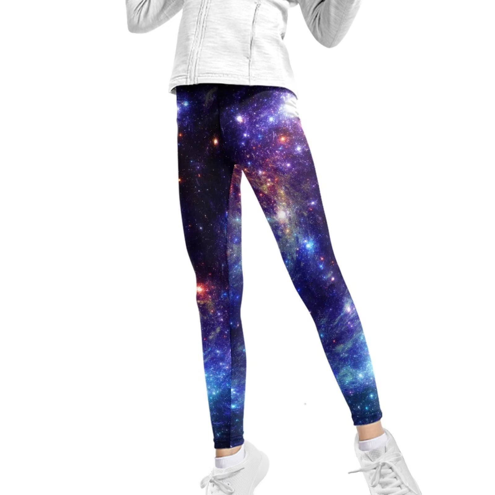 FKELYI Space Star Print Cool Kids Leggings Size 12-13 Years Stretchy Running  Tights Teen Girls Durable Travel Yoga Pants High Waisted Butt Lift 